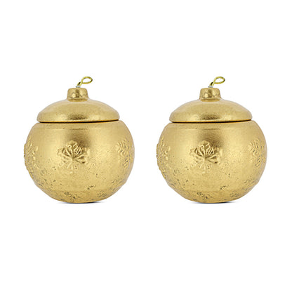 Gold Christmas Bauble Candles x 2