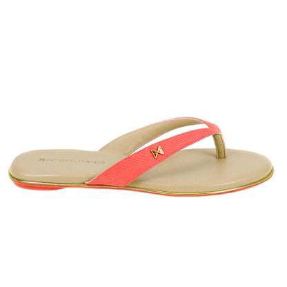 Butterfly Twists Lola Coral Snakeskin Effect Flip Flops