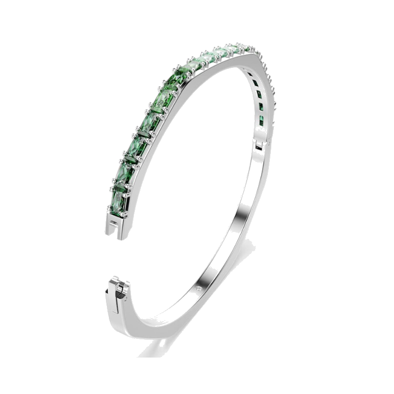 Swarovski Matrix Green Bangle: Baguette-Cut Octagon Bracelet
