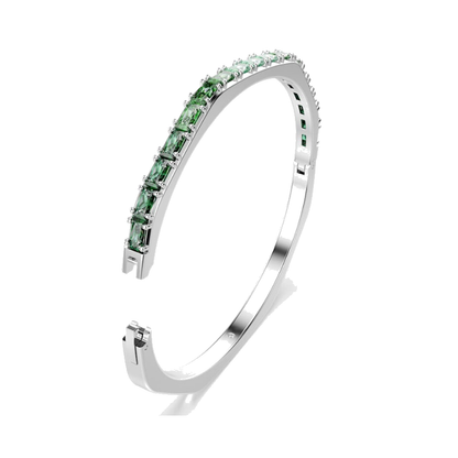 Swarovski Matrix Green Bangle: Baguette-Cut Octagon Bracelet