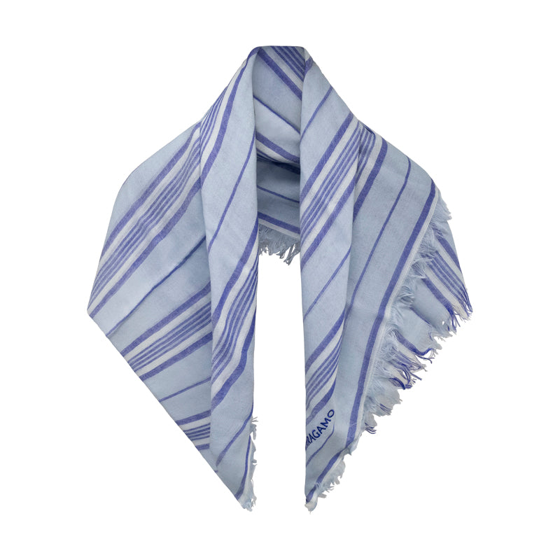 Salvatore Ferragamo Striped Scarf Light Blue
