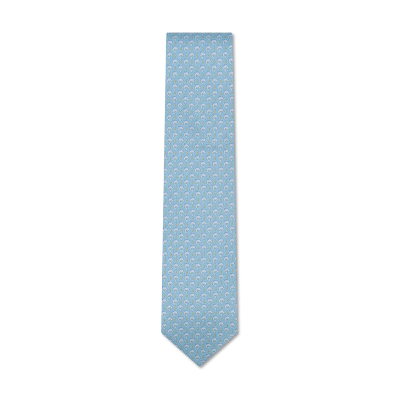 Salvatore Ferragamo Silk Dolphin Print Tie Light Blue