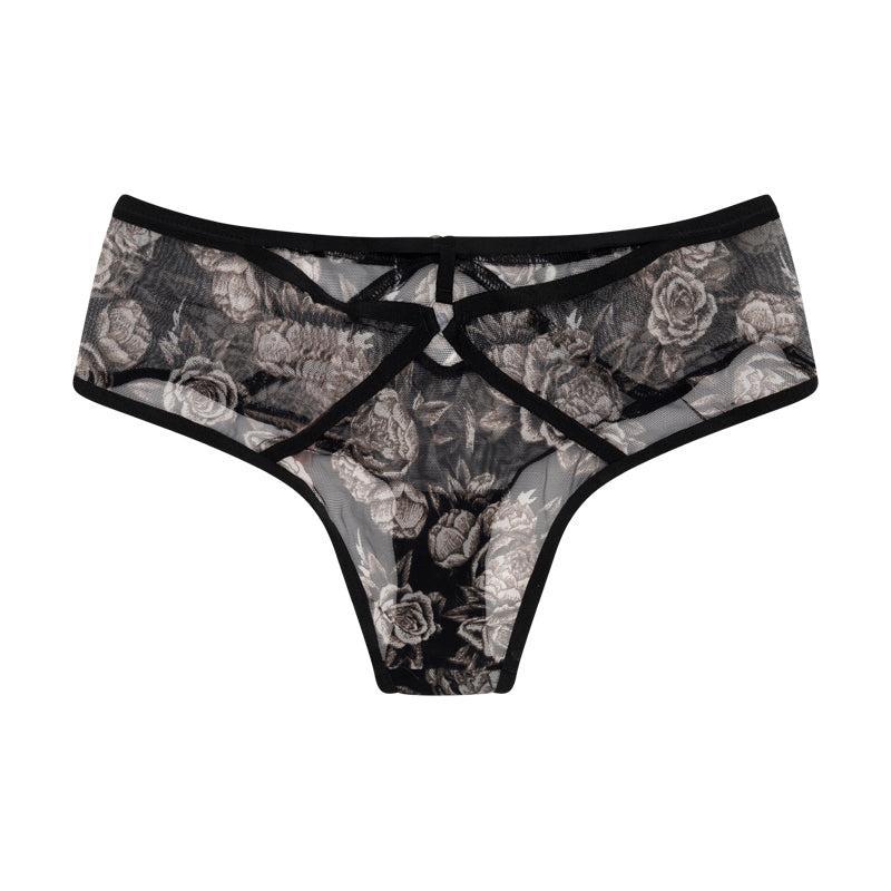 Victoria's Secret Novelty Cheeky Knickers Floral Black