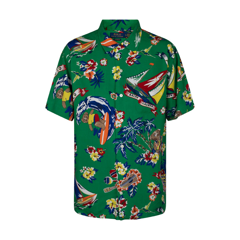 Ralph Lauren Surfer Bear Shirt | 100% Viscose