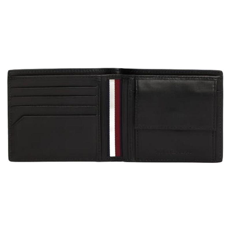 Tommy Hilfiger Men's Leather Wallet Coin & Card Black