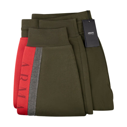 Armani Men's Green & Red Tracksuit Bottoms