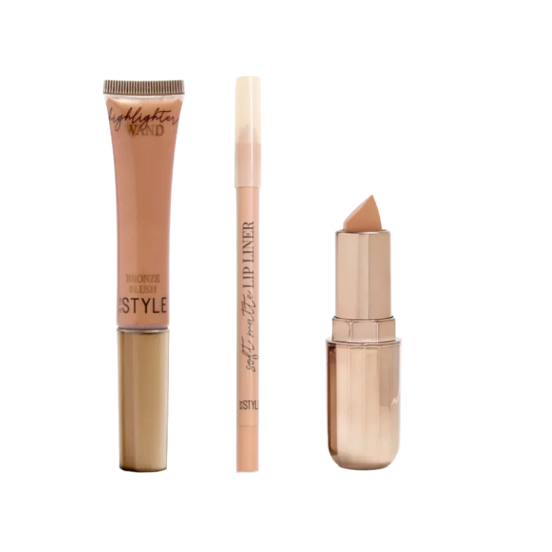 In The Style Perfect Nude Lipstick Kit & Highlighter Makeup Gift Set (HOGIES GIFT 8)