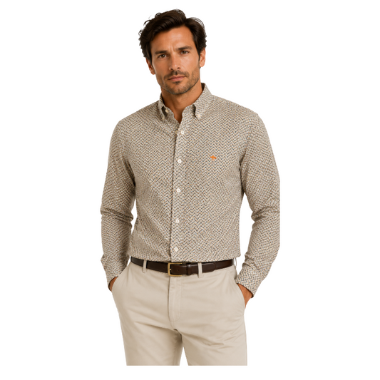 Fynch-Hatton Men's Supersoft Cotton Long Sleeve Shirt Deep Forest 