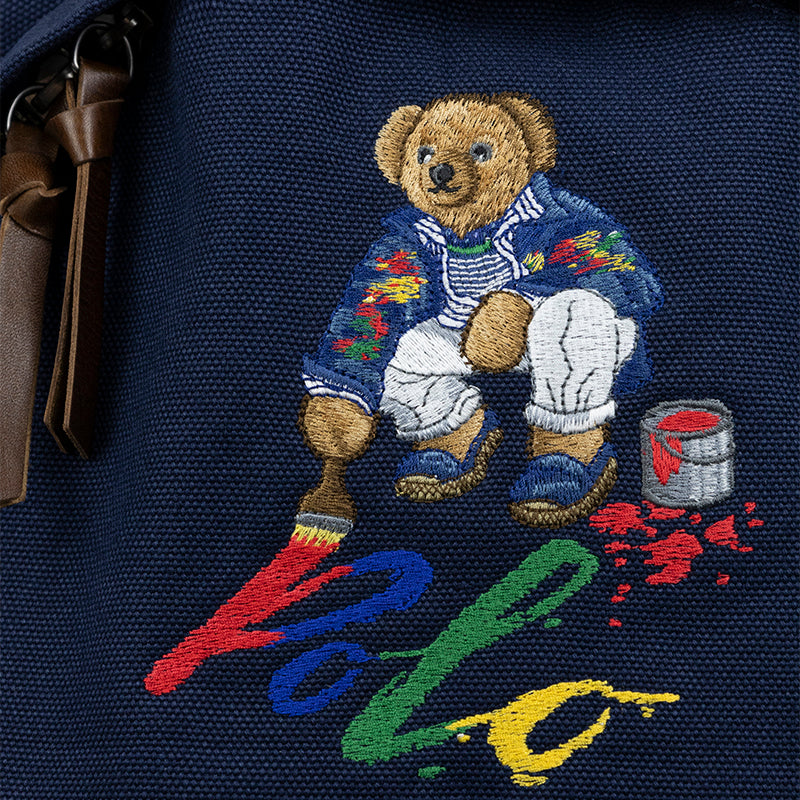 Ralph Lauren Painting Polo Bear Canvas Backpack Navy