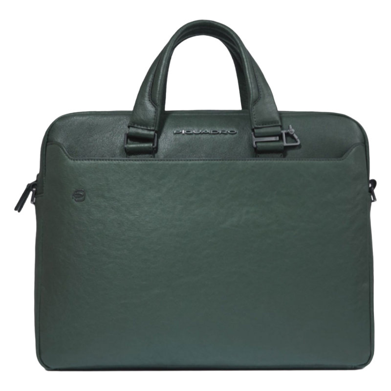 Piquadro Green Laptop Bag Leather 14 inch Black Square