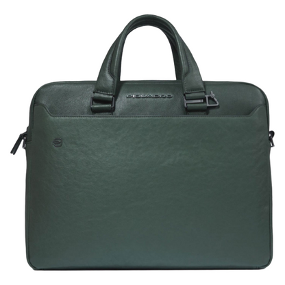 Piquadro Green Laptop Bag Leather 14 inch Black Square
