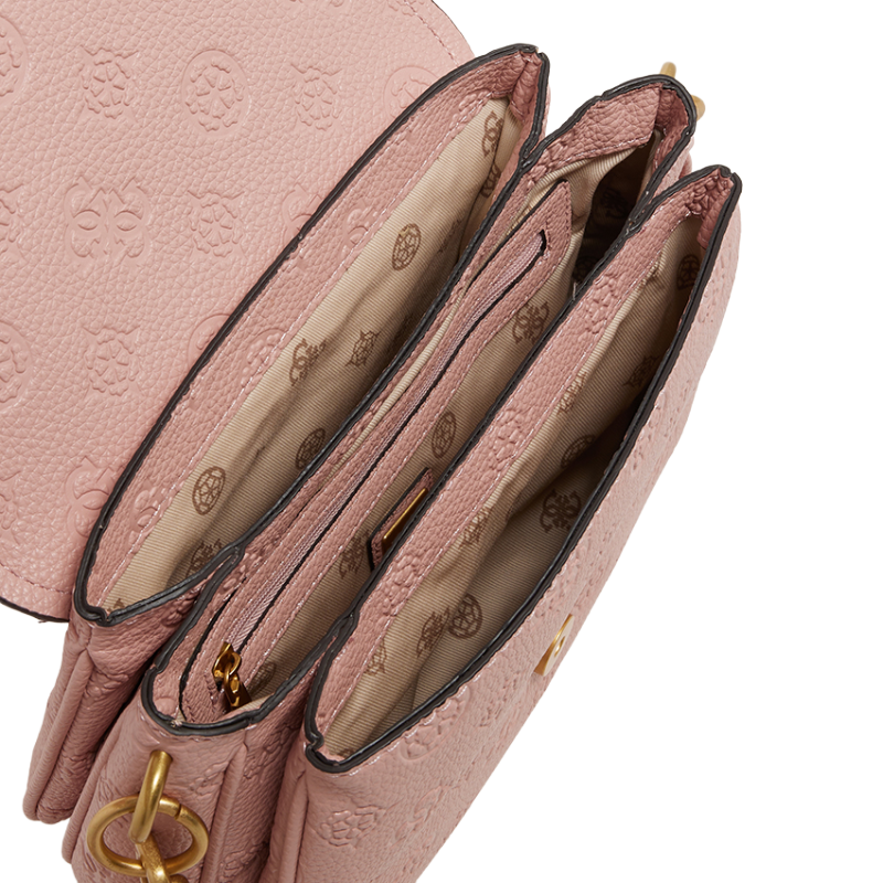 Guess Izzy Peony Apricot Rose Logo Crossbody Hand Bag