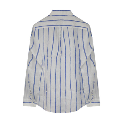 Ralph Lauren Women's Polo Relaxed Fit Striped Linen Shirt White/Blue