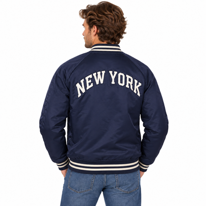 Ralph Lauren Polo Satin Letterman Jacket Aviator Navy Men's