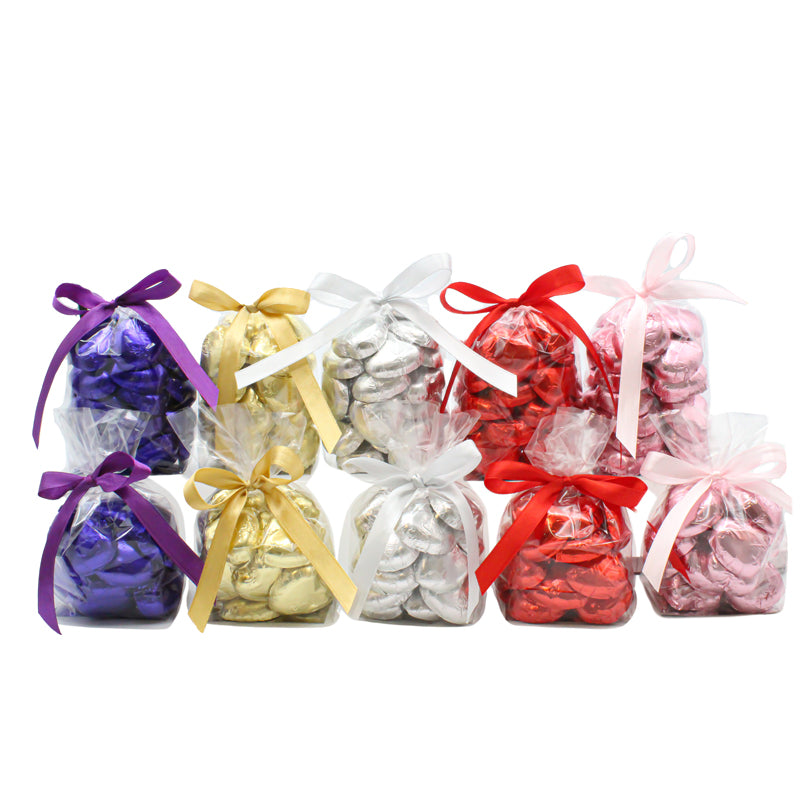 Luxury Solid Milk Chocolate Foil Hearts 20 Multi-Coloured