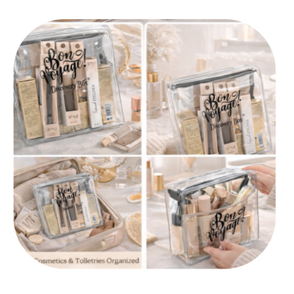 Bon Voyage Clear Travel Cosmetic Bag – Stylish & Spacious Makeup Organizer
