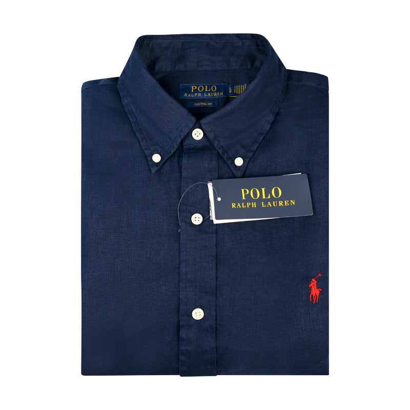 Ralph Lauren Linen Shirt | Custom Fit | Navy Blue