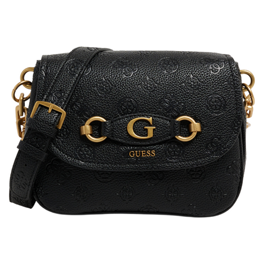 Guess Handbag IZZY PEONY Flap Crossbody Black Logo PD920920 