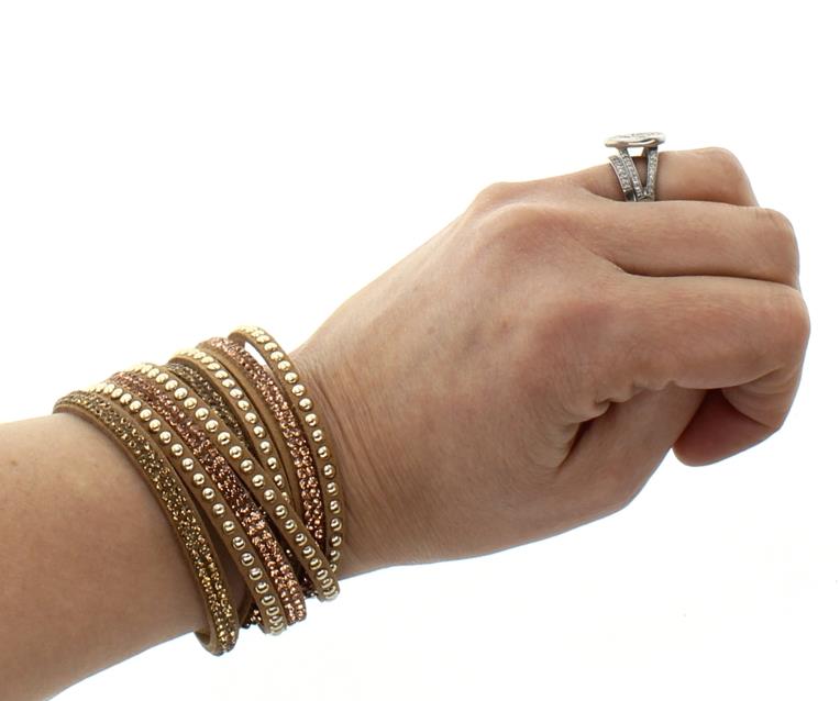 Crystal Double Wrap Slake Bracelet By Hunki Dori