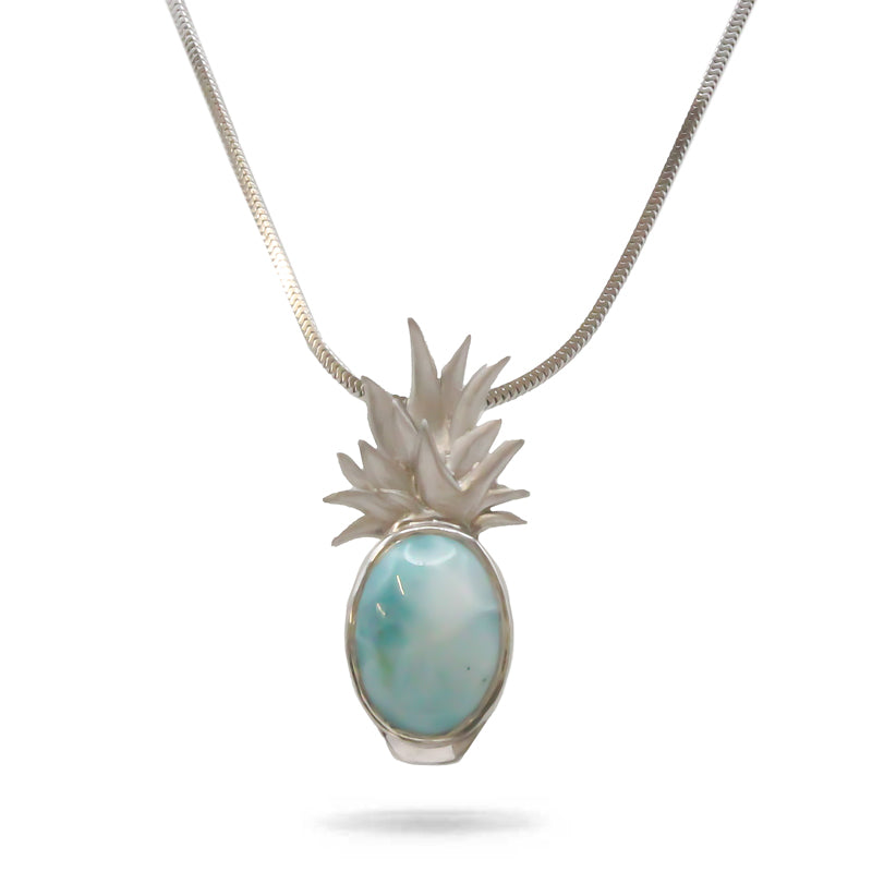 Marahlago Larimar Pineapple Sterling Silver Necklace 