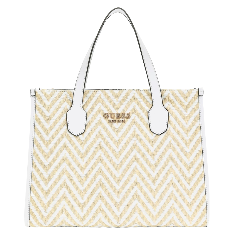 Guess Women's's Silvana raffia Handbag White/Multi HWCV8665220