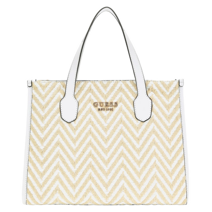Guess Women's's Silvana raffia Handbag White/Multi HWCV8665220
