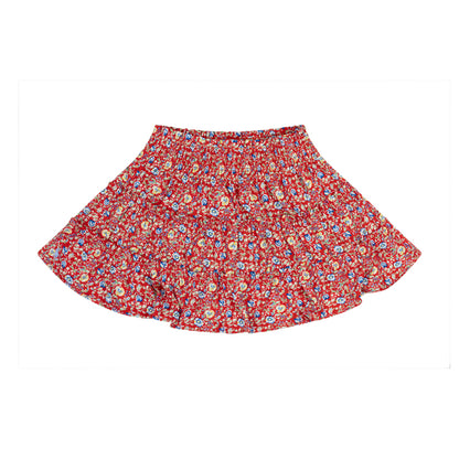 Ralph Lauren Polo Floral Tiered Crepe Girls Skirt - Red