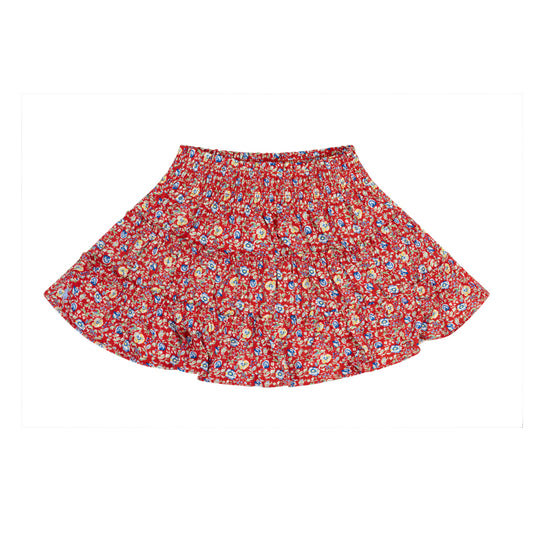 Ralph Lauren Girls Floral Skirt | Vibrant Red Crepe