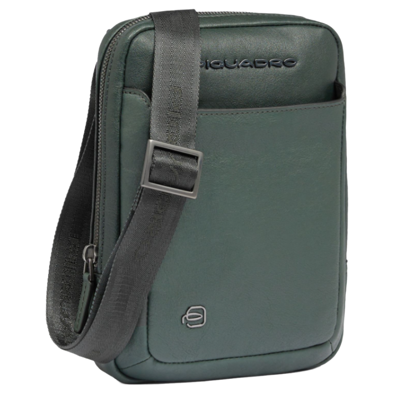 Piquadro Men's Black Square Crossbody Bag Green 