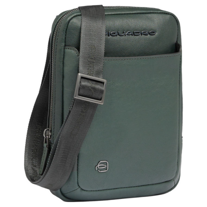 Piquadro Men's Black Square Crossbody Bag Green 