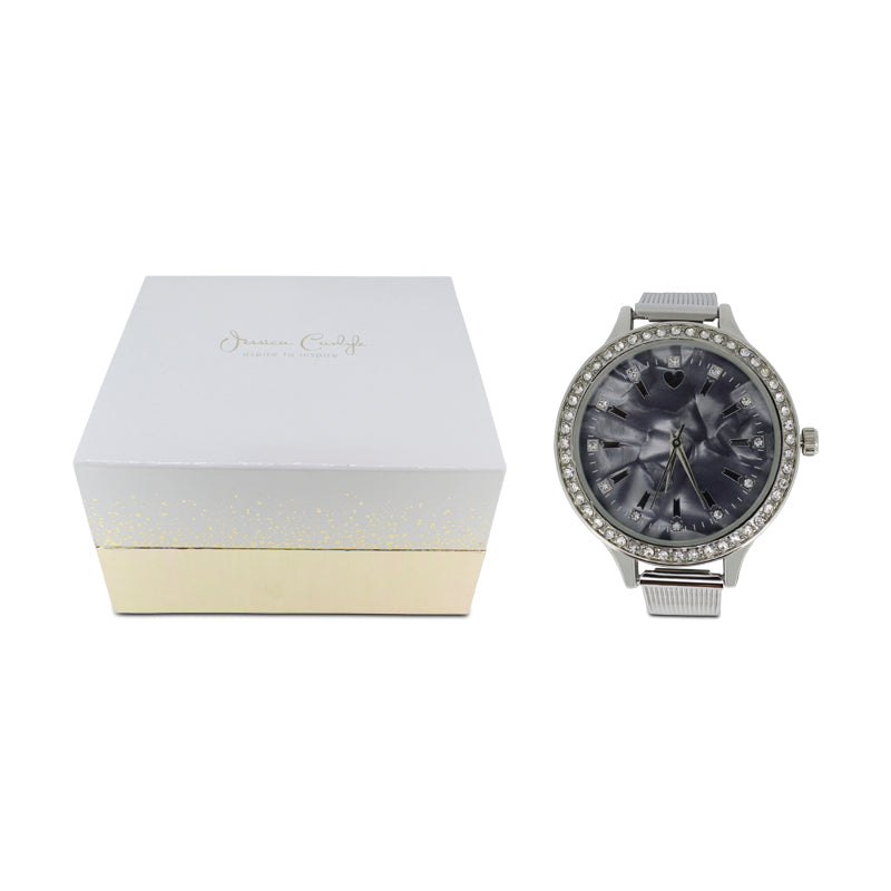 Jessica Carlyle Silver Mesh Watch & Bracelet Set "Family" 6857