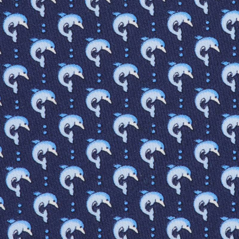 Salvatore Ferragamo Silk Dolphin Print Tie Dark Blue
