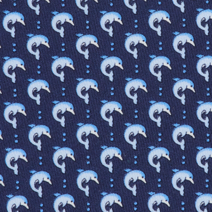 Salvatore Ferragamo Silk Dolphin Print Tie Dark Blue