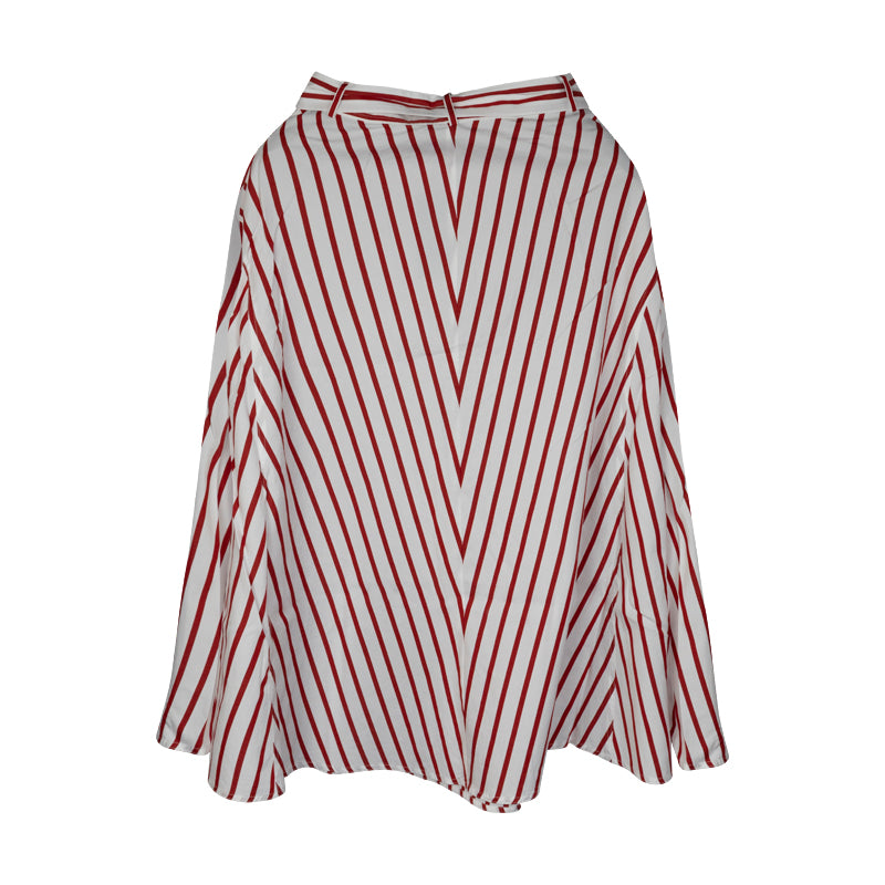 Ralph Lauren Striped Cotton A-Line Skirt Red/White Stripe