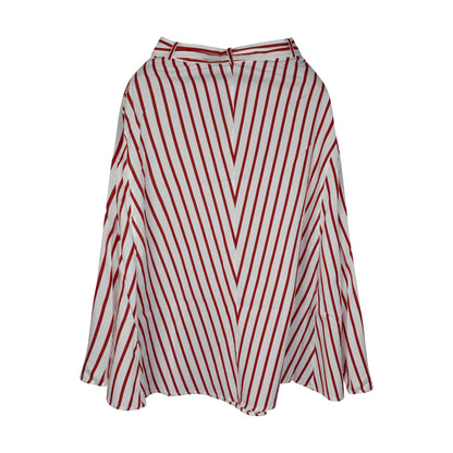 Ralph Lauren Striped Cotton A-Line Skirt Red/White Stripe