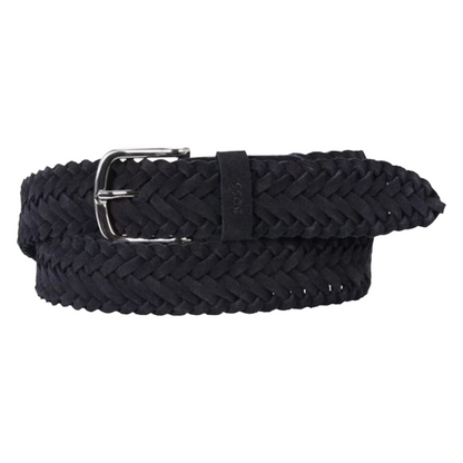 Hugo Boss Men's Woven Leather Belt Sash Dark Blue