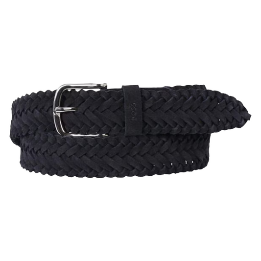 Hugo Boss Men's Woven Leather Belt Sash Dark Blue