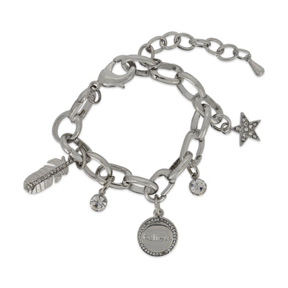 Lovita Silver Plated Charm Bracelet 'Believe... Anything Is Possible'