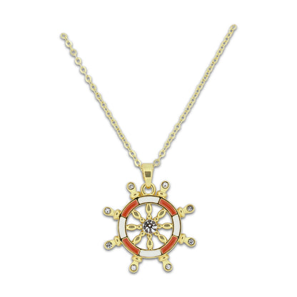 Khloelle Gold Necklace Ship Wheel LC0070797