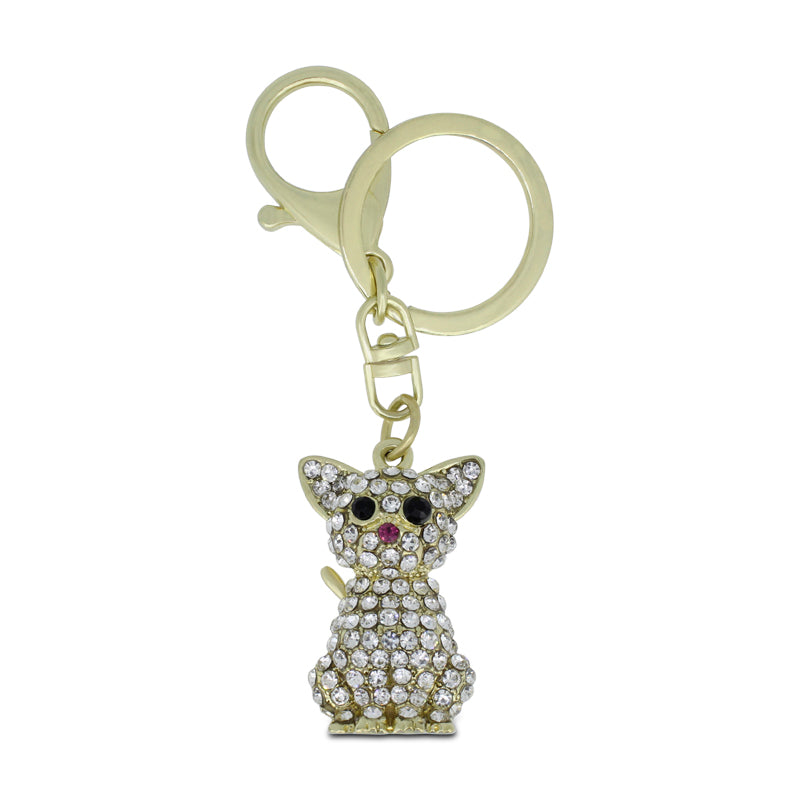 Jessica Carlyle Navy Rubber Strap Watch with Chihuahua Dog Crystal Keychain