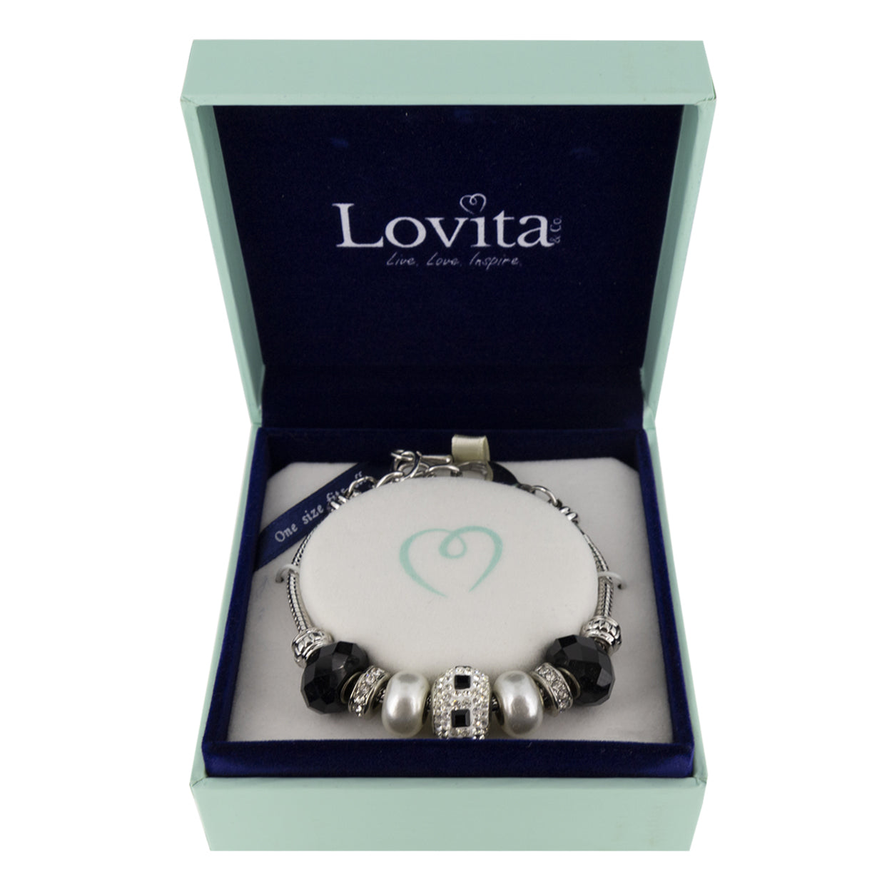 Lovita Charm Bracelet Black And Silver 