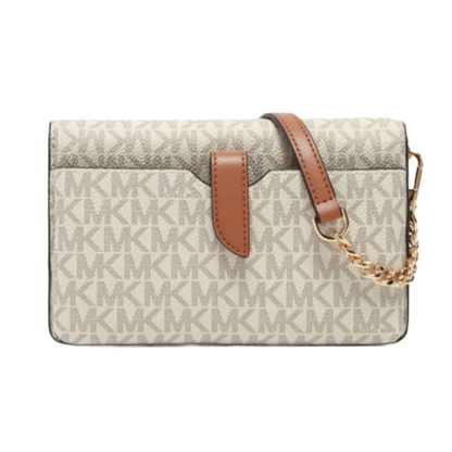 Michael Kors Heather Small Leather Crossbody Bag Vanilla/Acorn