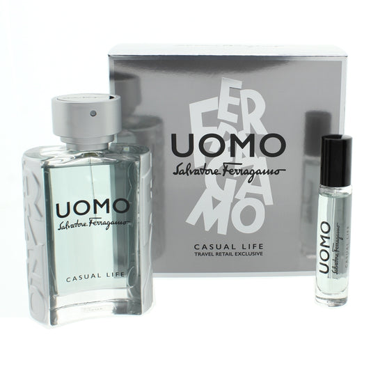 Salvatore Ferragamo Uomo Casual Life 100ml Eau De Toilette Gift Set (Blemished Box)