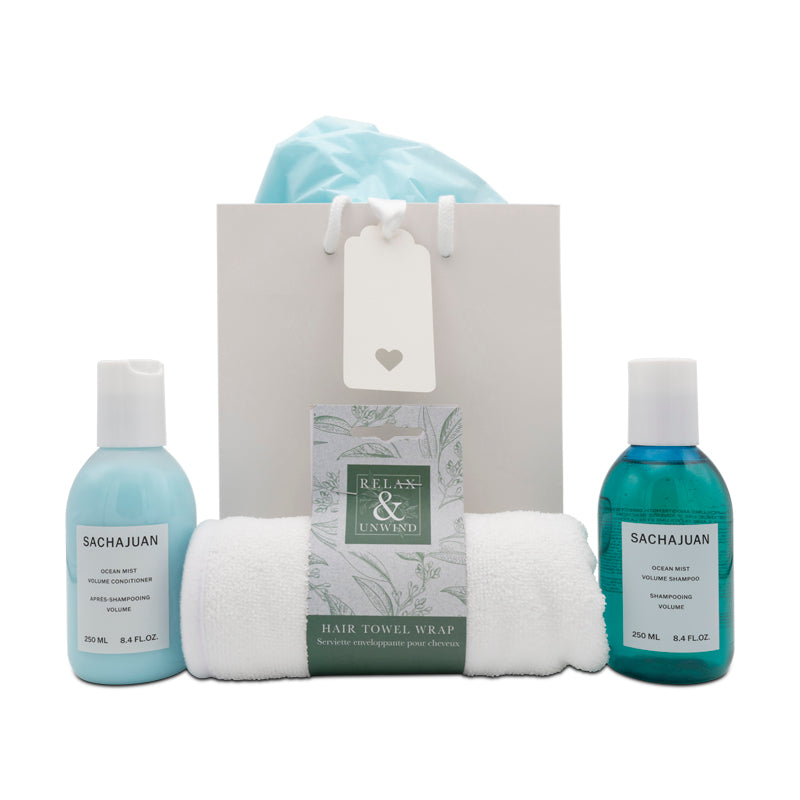 Sachajuan Ocean Mist Hair Care Gift Set - Shampoo Condtioner Towel Wrap
