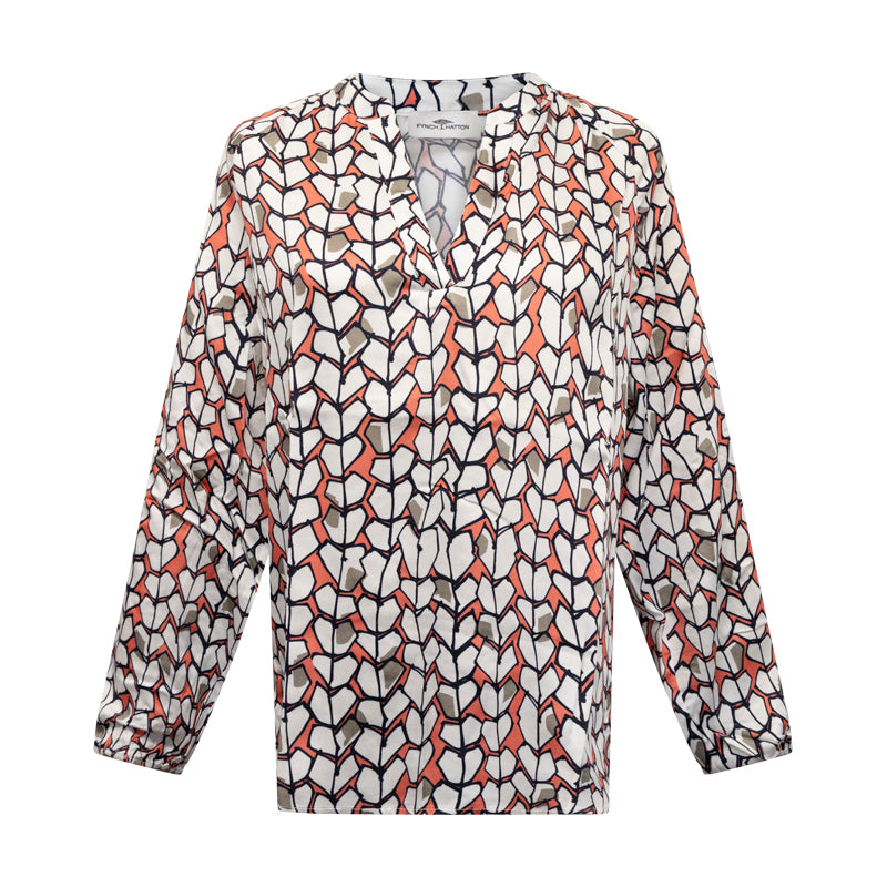 Fynch-Hatton Women's Blouse Coral Multi Colour Pattern