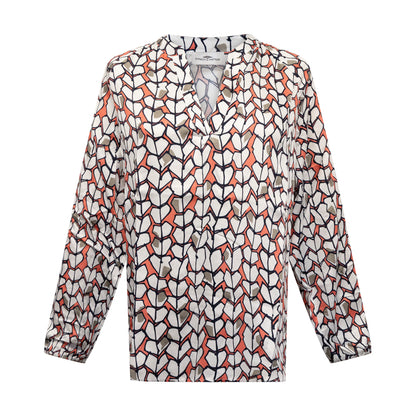 Fynch-Hatton Women's Blouse Coral Multi Colour Pattern