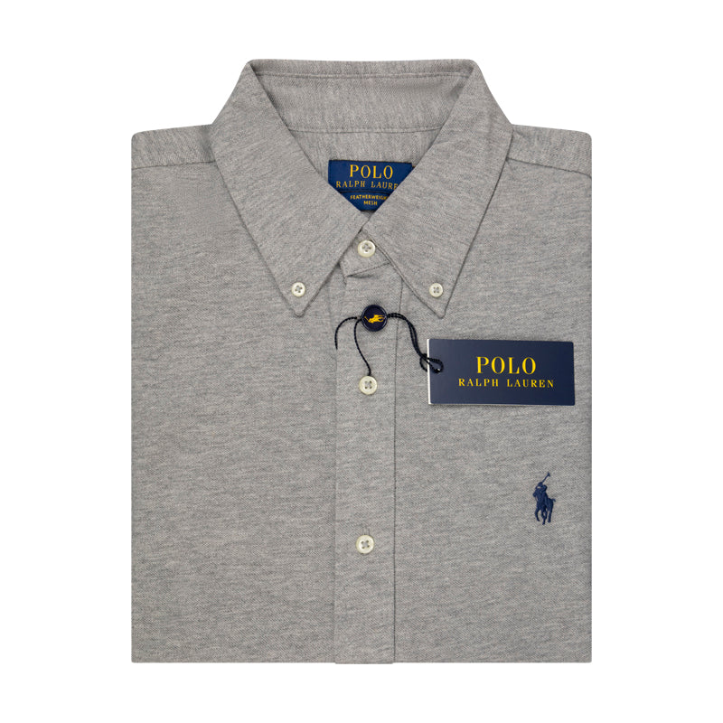 Ralph Lauren Polo Featherweight Mesh Shirt Grey Heather