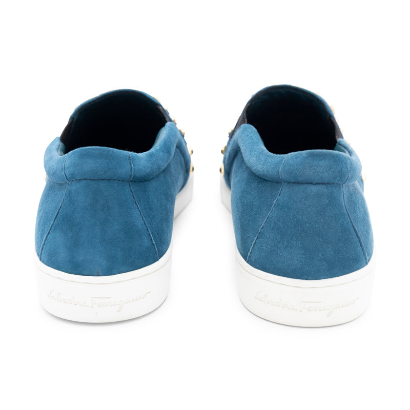 Salvatore Ferragamo Shoes Spargi Cypress Tr Suede Calf Blue Women's