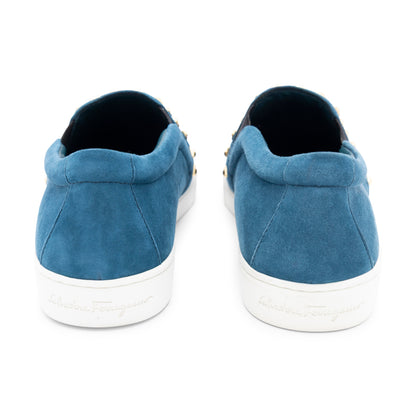 Salvatore Ferragamo Shoes Spargi Cypress Tr Suede Calf Blue Women's