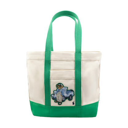 Ralph Lauren Polo Canvas Medium Polo Bear Tote Bag Green